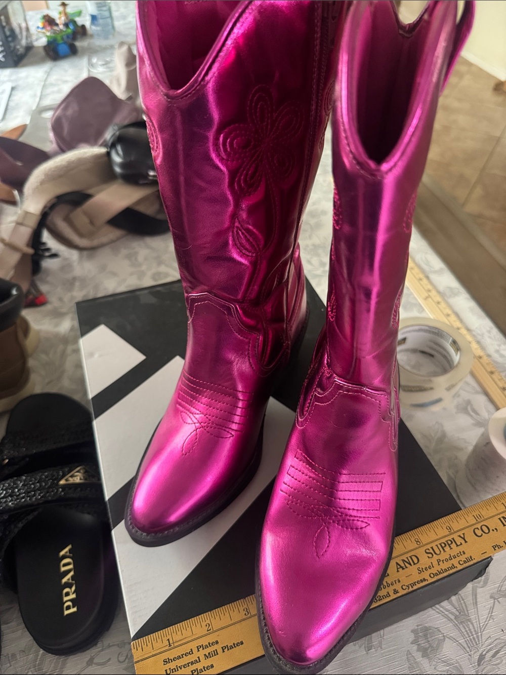 Steve Madden Metallic Hot Pink Kids' Cowboy Boots